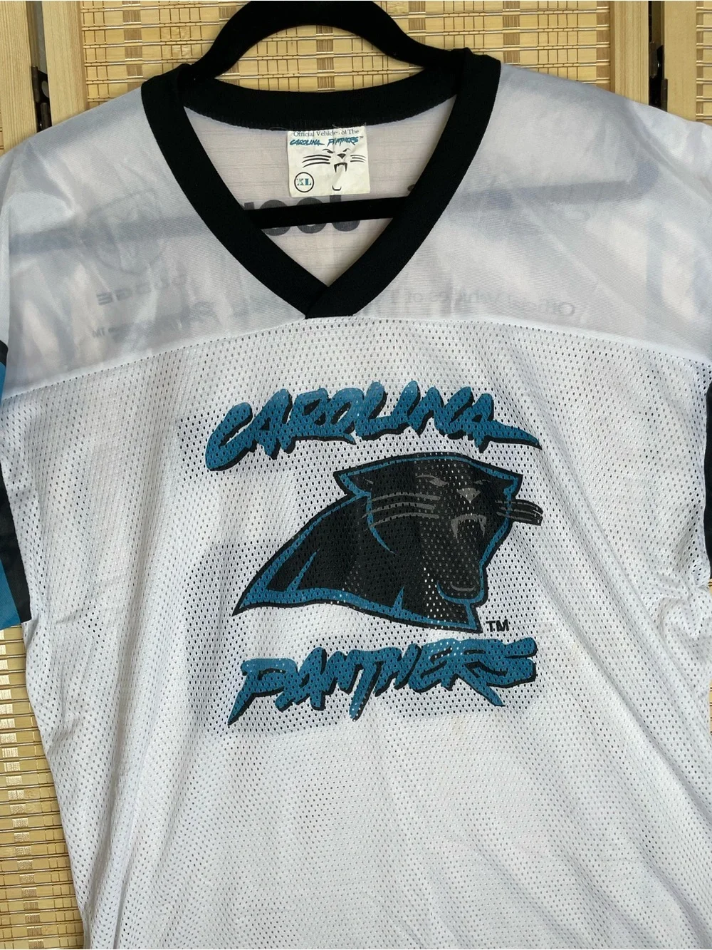 Carolina Panthers White & Teal Mesh Jersey Top